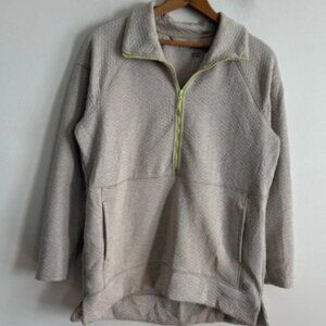 L.L. Bean Quilted Beige Quarter-Zip Pullover